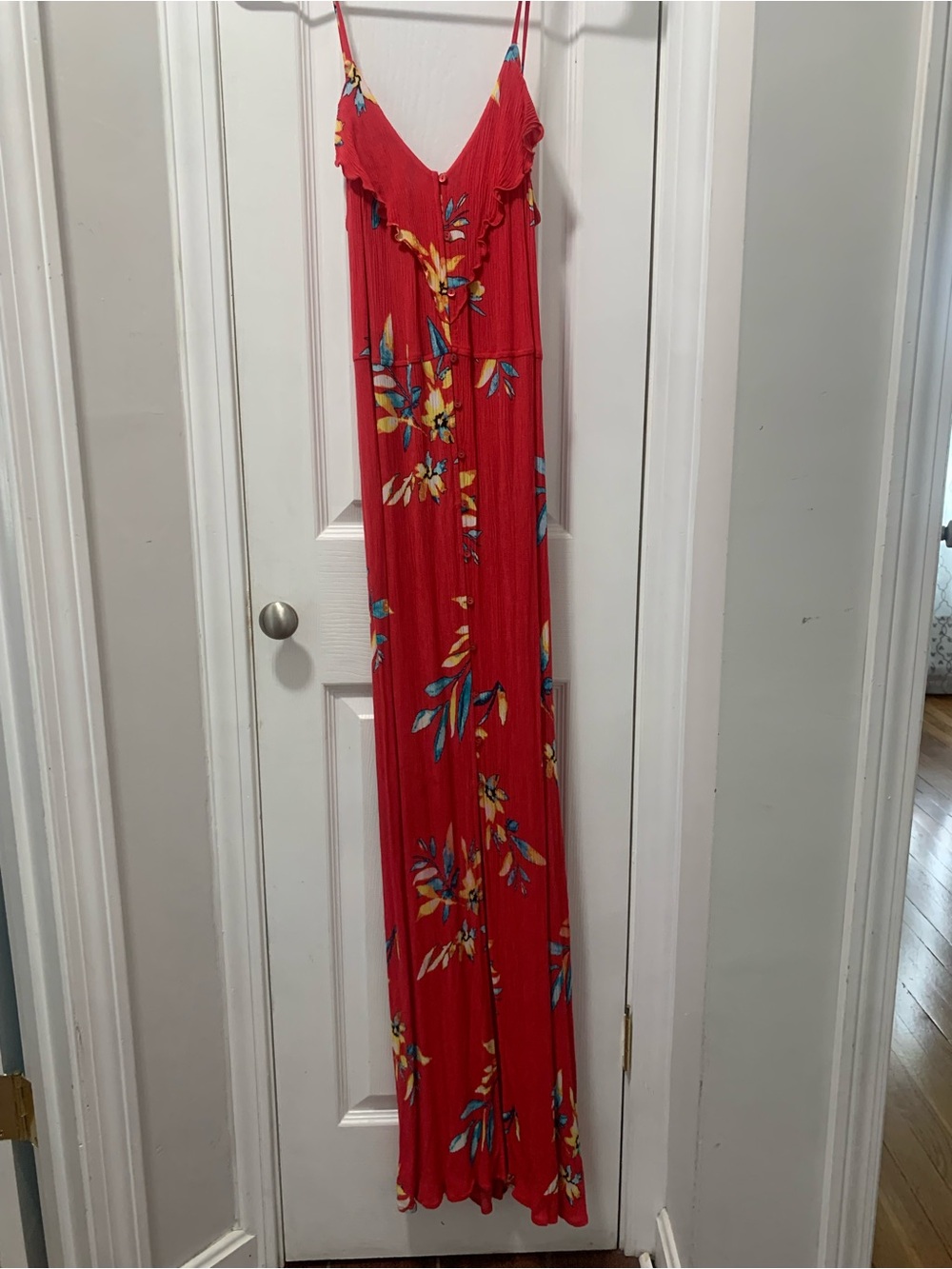 Express Red Textured Knit Top with Embroidered Detail